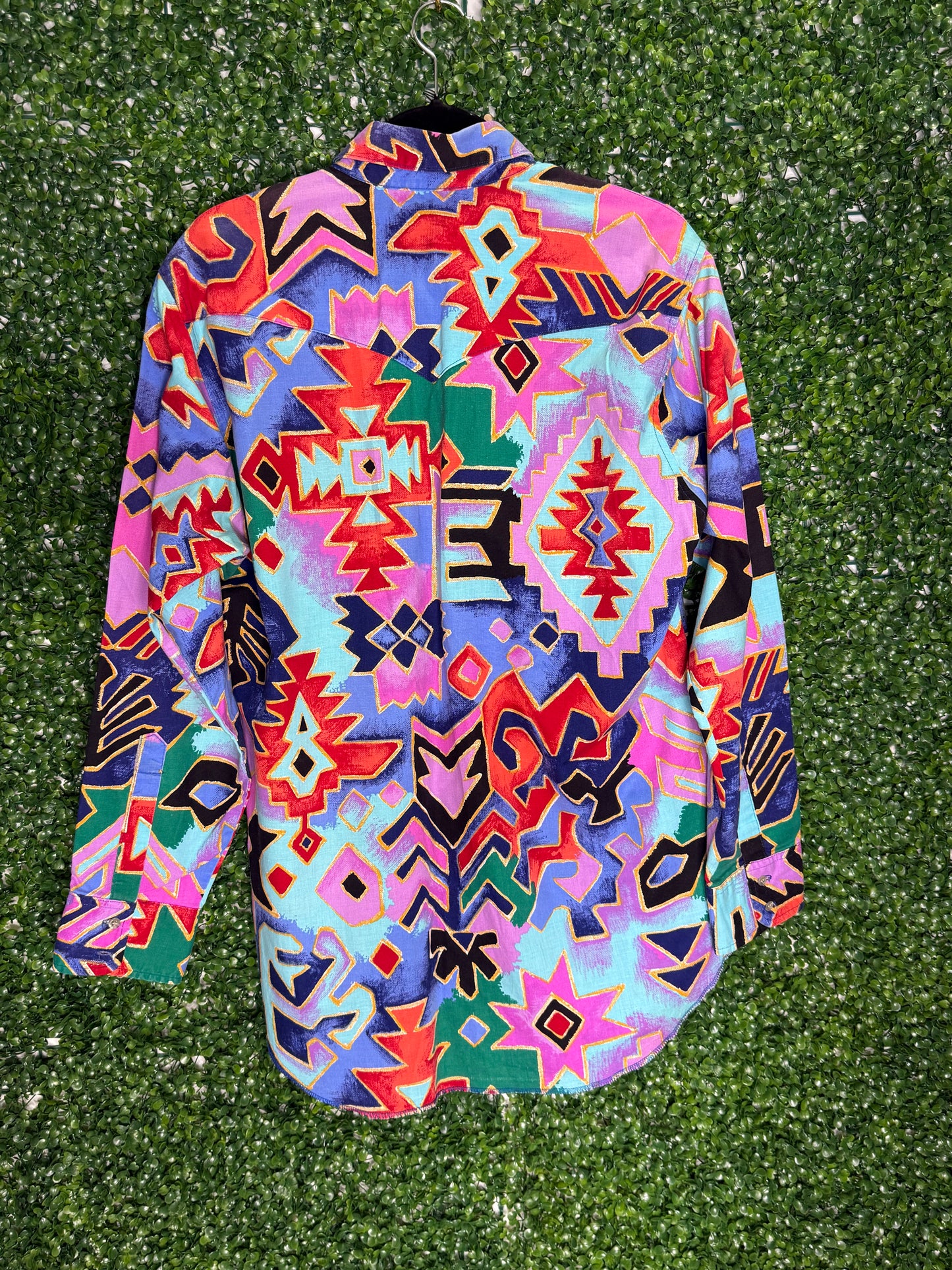 Vintage Aztec Patternec Wrangler Shirt Button Up