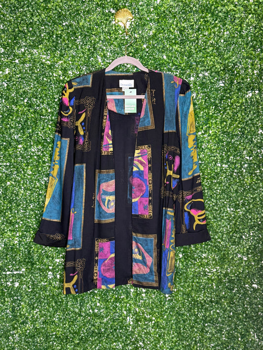 Periwinkle Black Picasso Duster