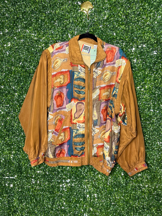 Vintage Patterned Silk Windbreaker