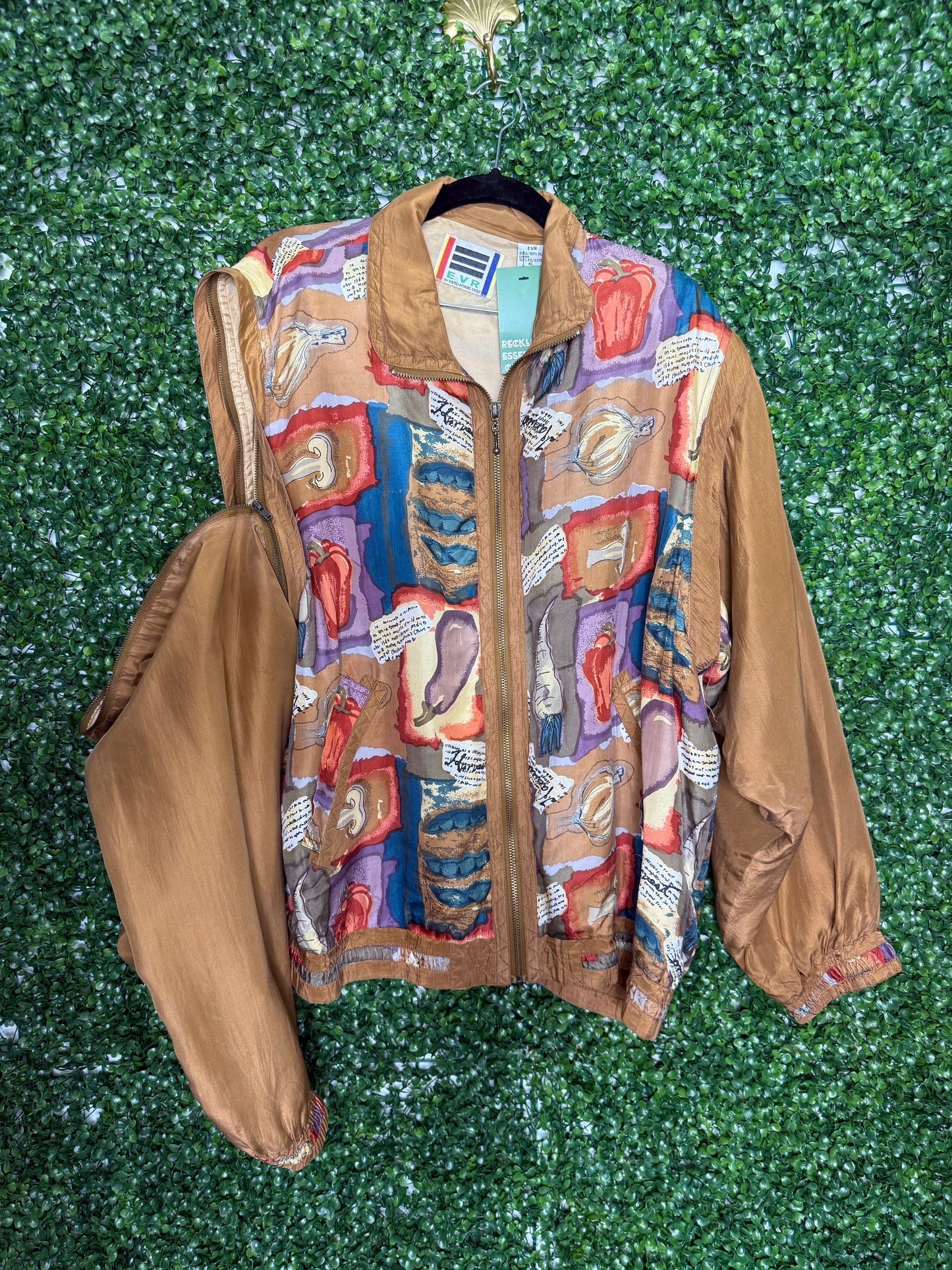 Vintage Patterned Silk Windbreaker