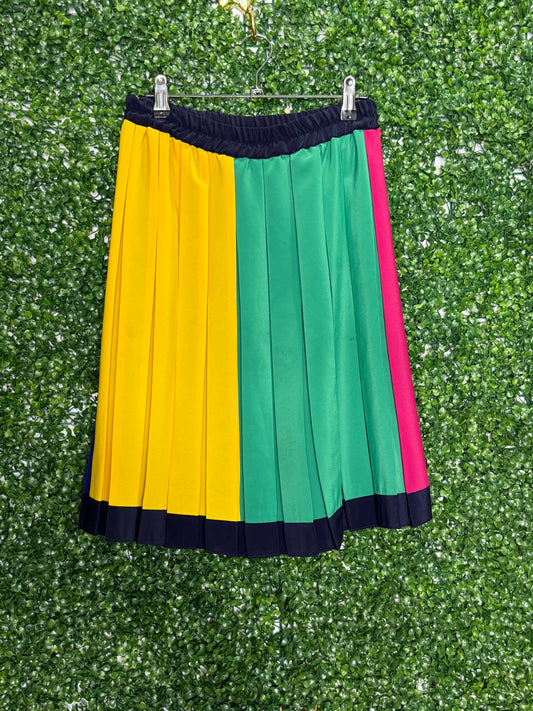 Color Block Vintage School Girl Pleated Skirt
