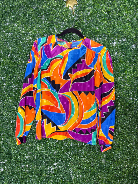 Vintage Color Block Blouse