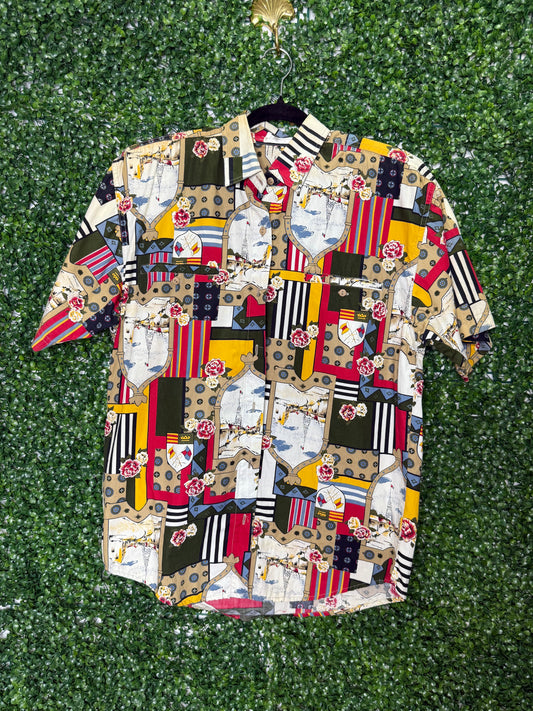 Jaspe Vintage Multi Patterned Vintage Button Up