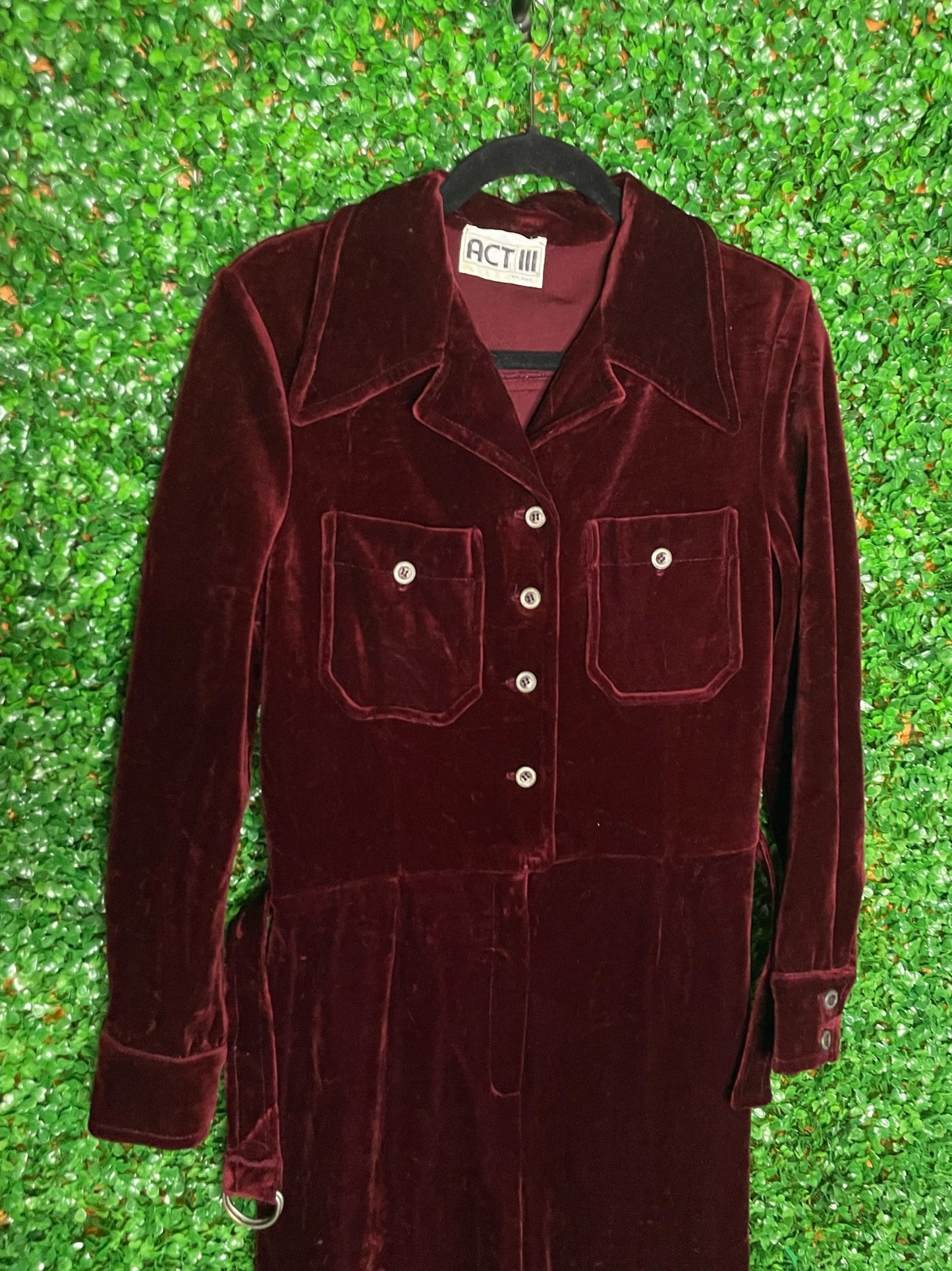 Act II Vintage Velvet Jumper Suit One Piece With Belt