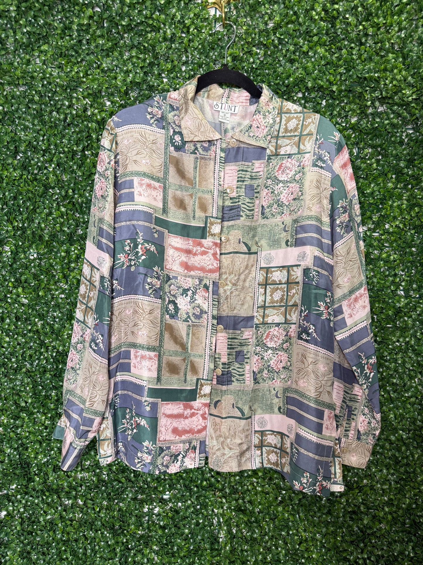 Stunt Vintage Floral Silk Button Up