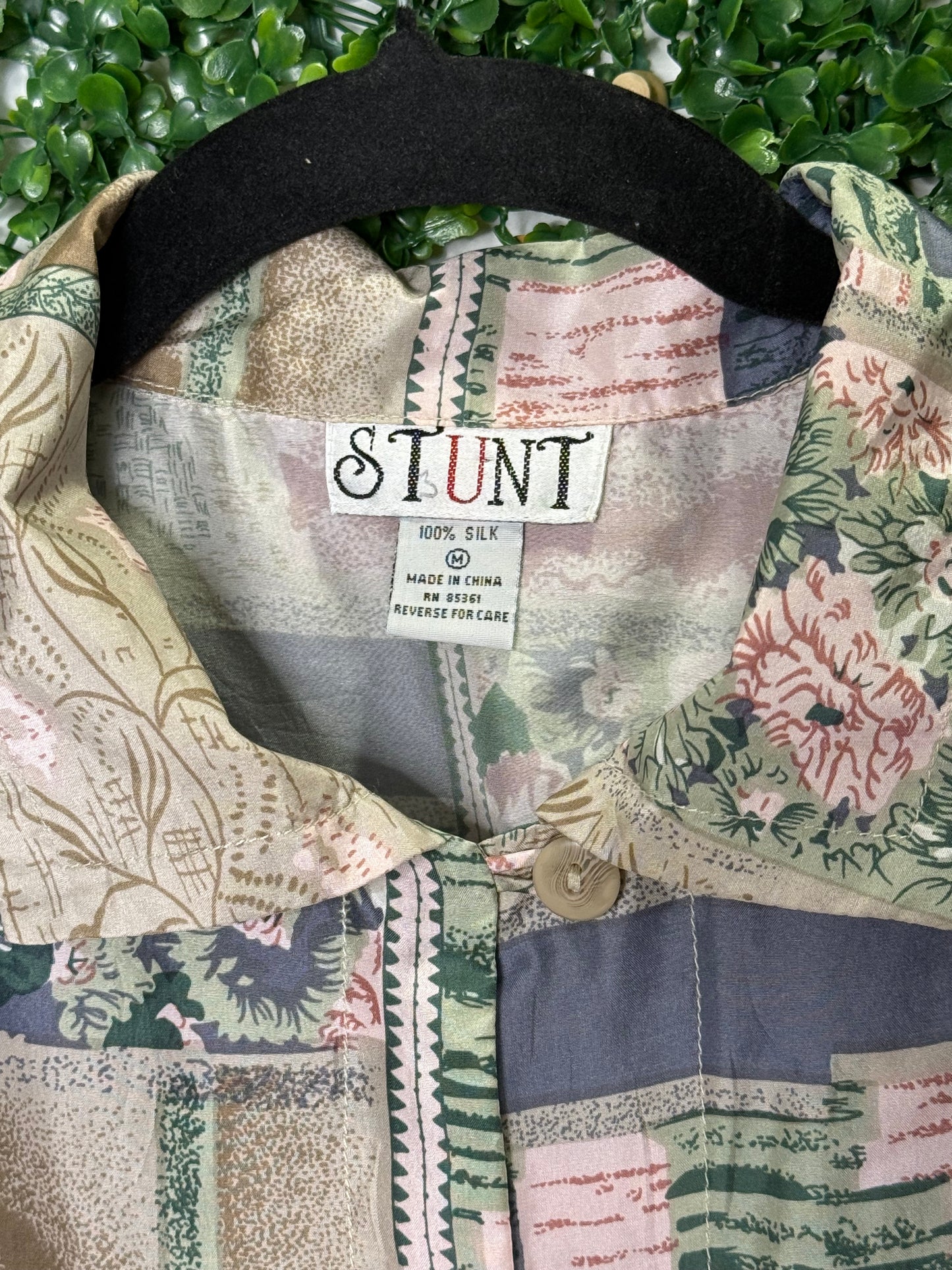 Stunt Vintage Floral Silk Button Up