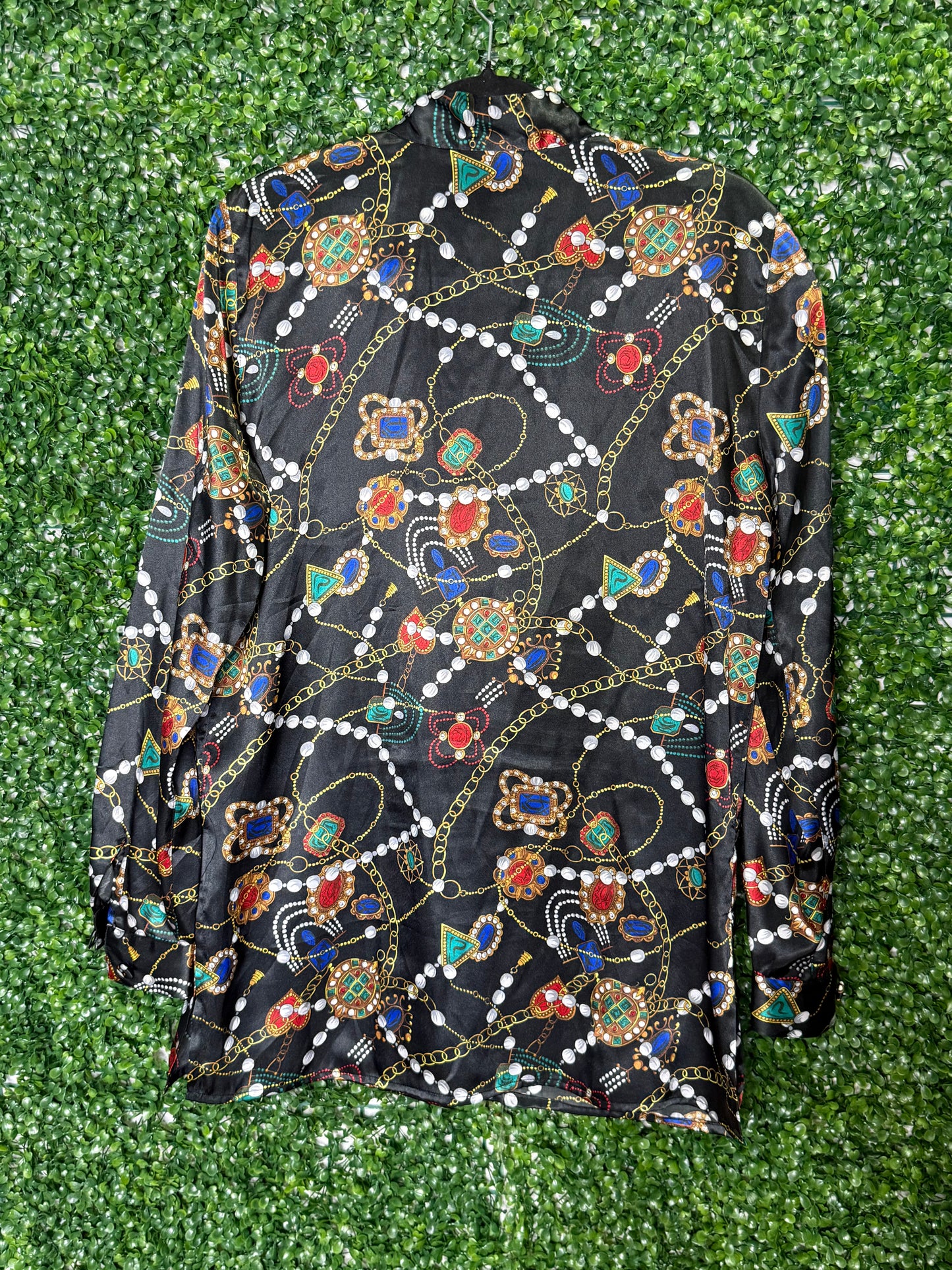 Tess Vintage Black Patterned Button Up