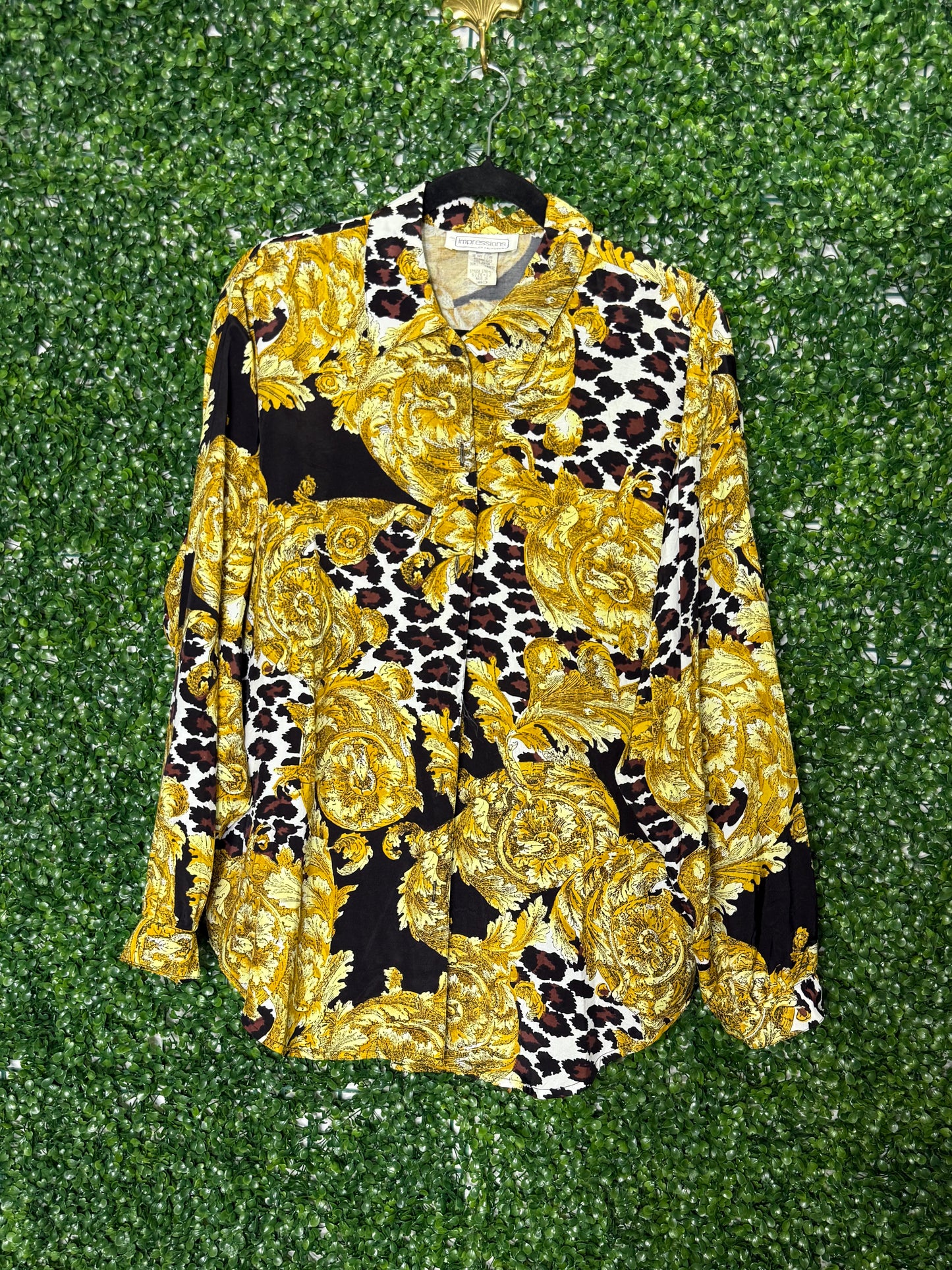 Impressions Vintage Multi Patterned Button Up