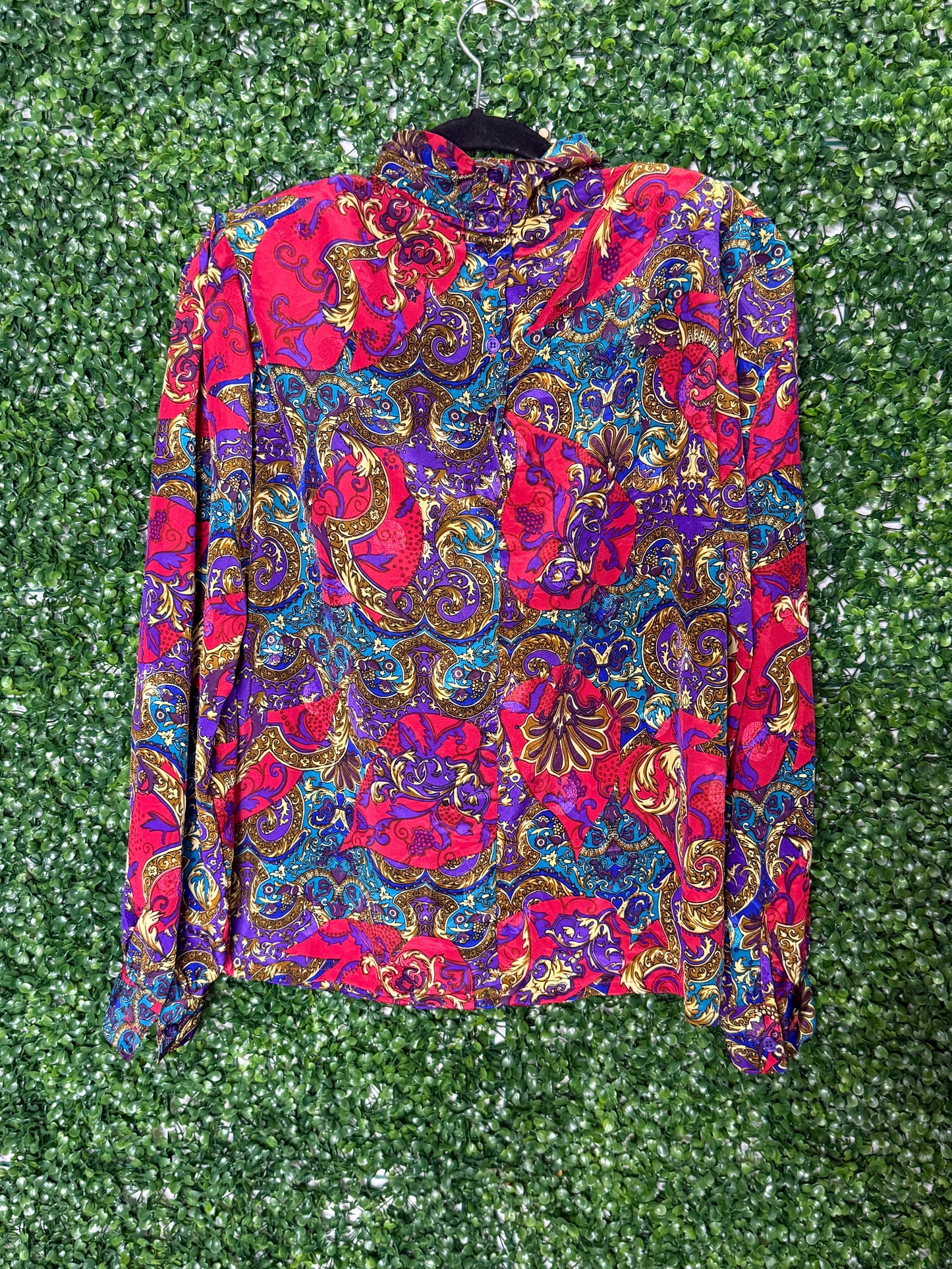 Nicola Vintage Patterned Cowl Neck Blouse