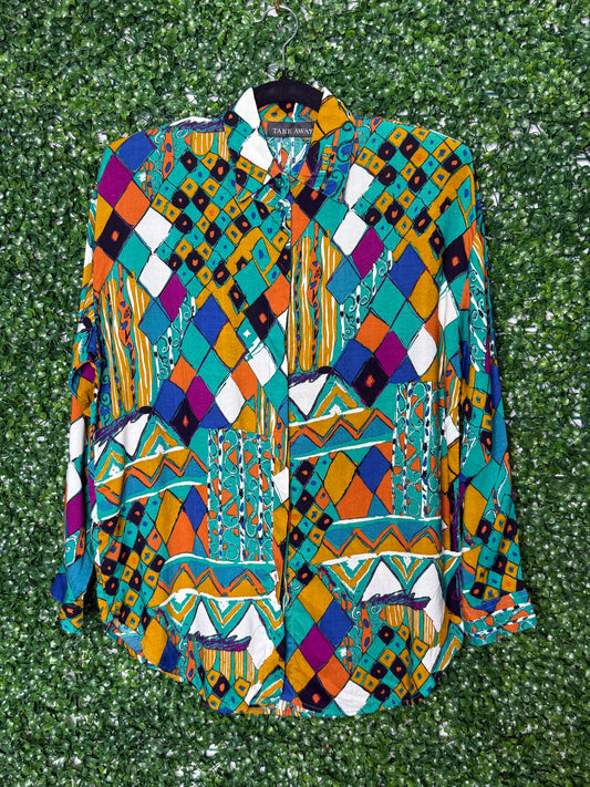 Take Away Vintage Patterned Multicolored Shirt