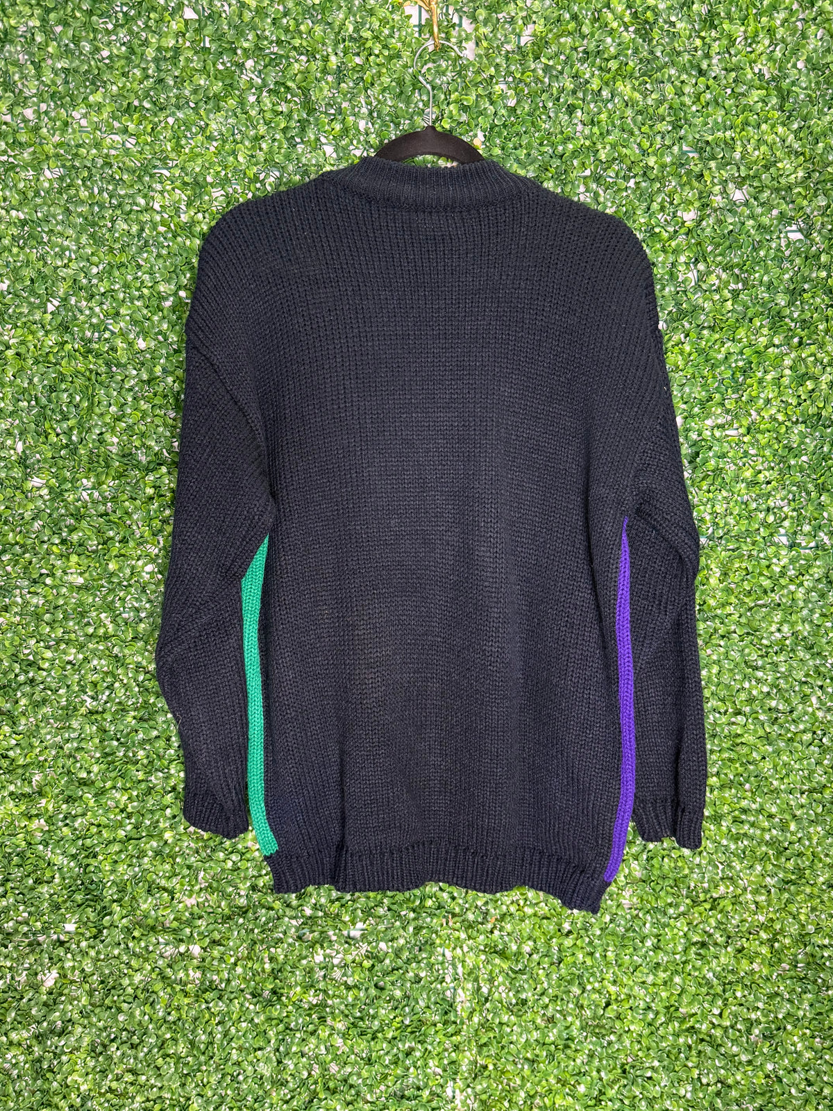 Cest La Vie Vintage Patterned Color block Mock neck Sweater 