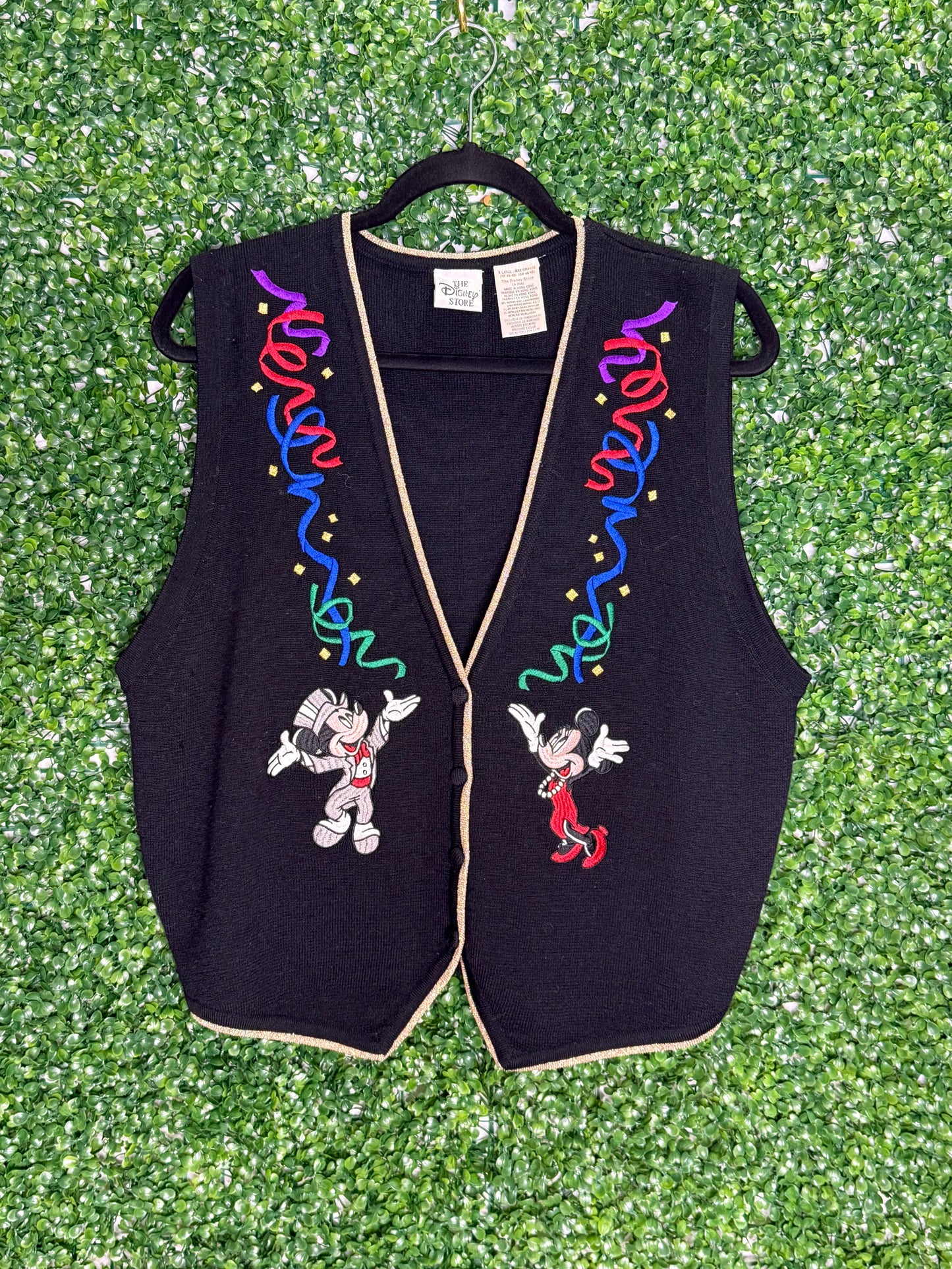 Vintage Disney Store Mickey & Minnie Celebration Sweater Vest