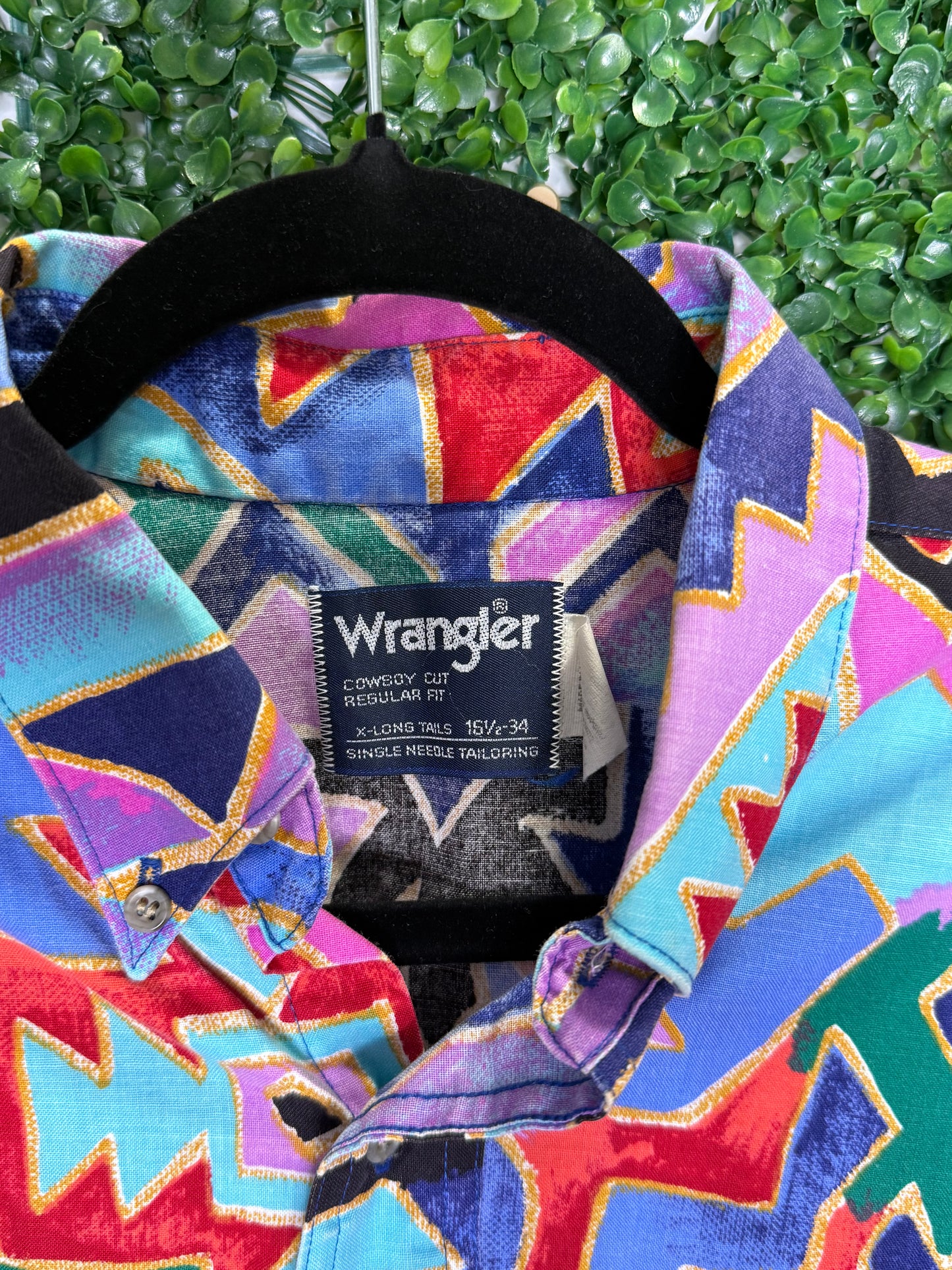 Vintage Aztec Patternec Wrangler Shirt Button Up