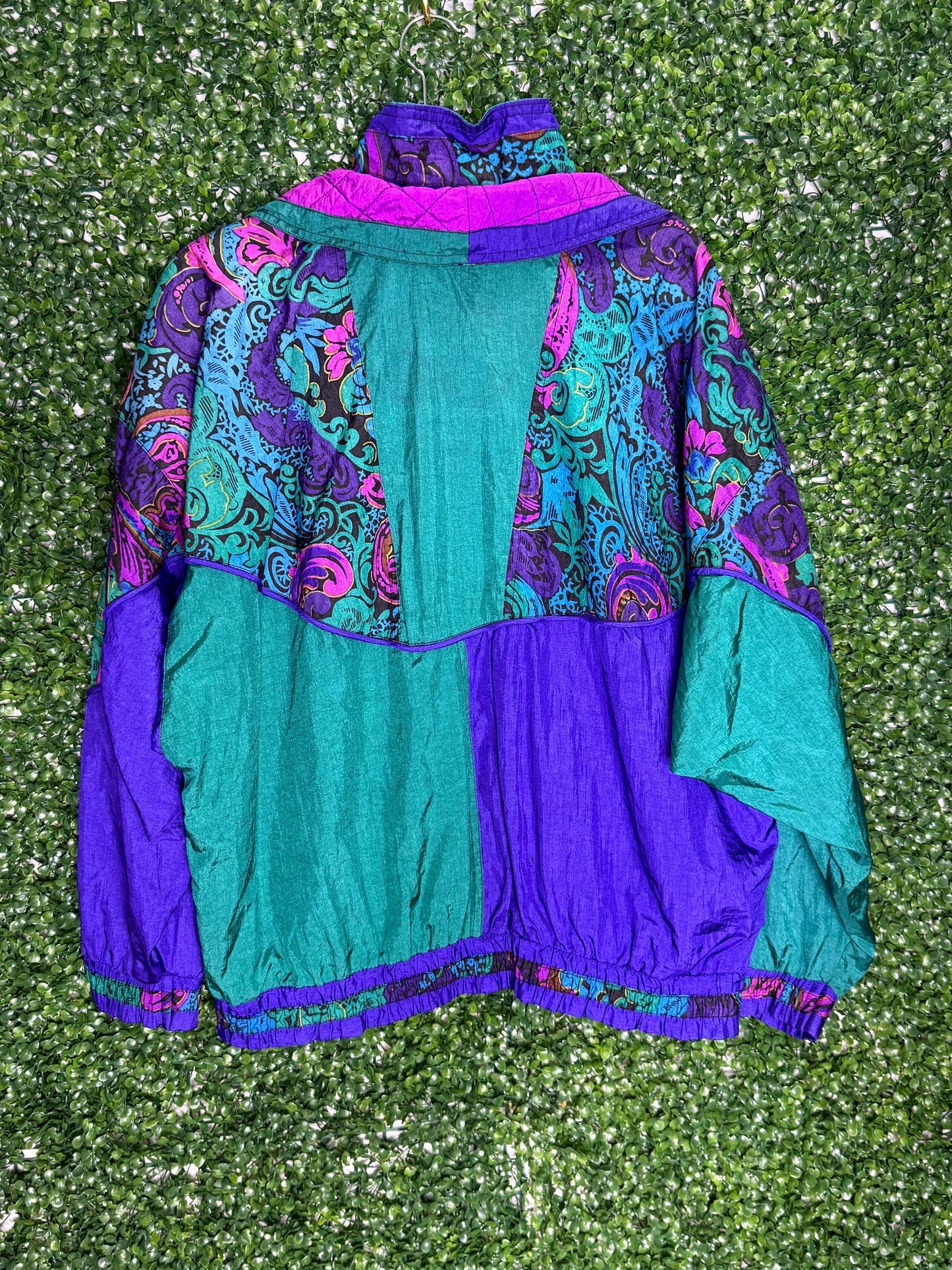 Gallery Sport Vintage Patterned Pink Purple Teal Green Windbreaker