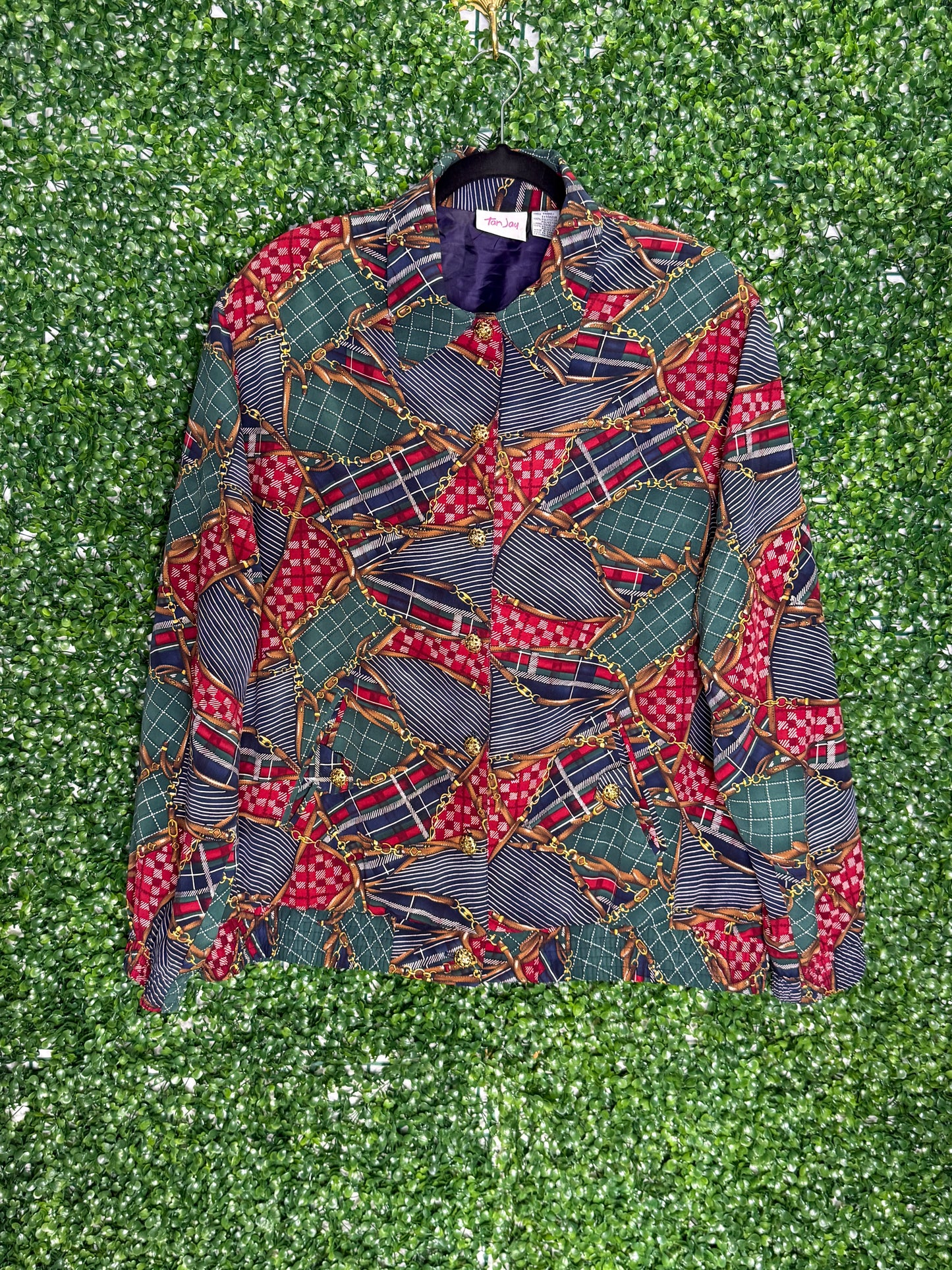 Tan Jay Vintage Patterned Soft Bomber
