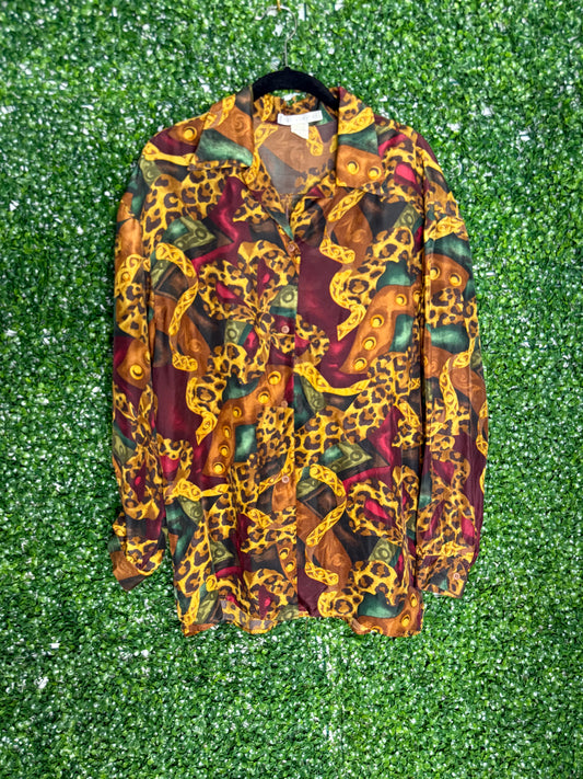 The Limited Vintage Multipatterned Silk Button Up Shirt