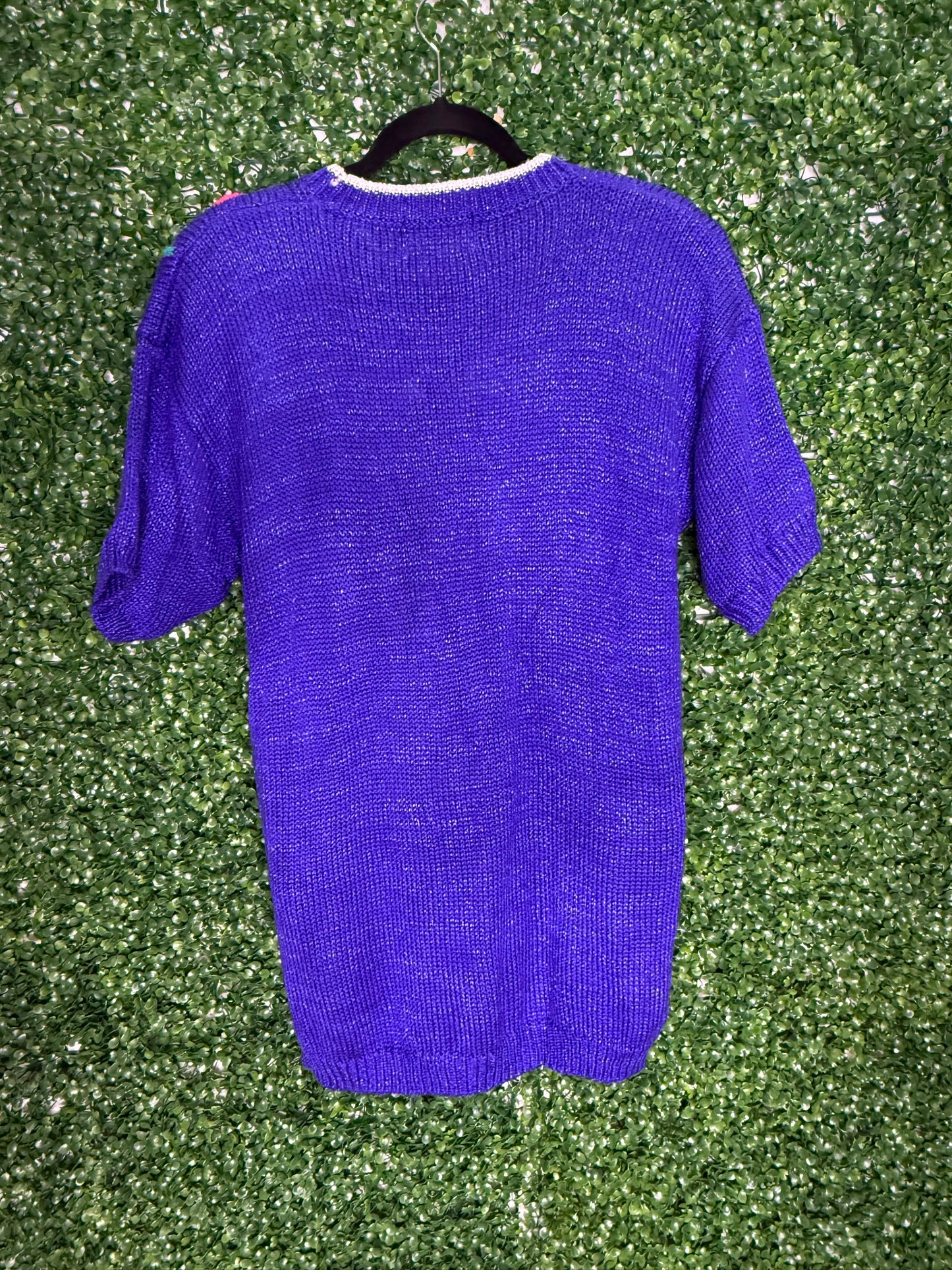 Jaclyn Smith Vintage Floral Patterned Short Sleeve Sweater